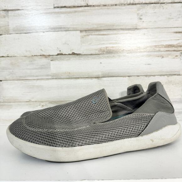 Olukai Men\'s Nohea Pae Slip On Shoes Fog‎ Gray Boating Outdoors Size 8